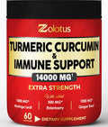 Turmeric Curcumin & Immune Support, 95% Curcuminoids, Equivalent to 14000mg, with Ginger, Garlic Bulb, Elderberry, Quercetin, Joint Inflammatory & Absorption Support, Immune Defense Supplement.