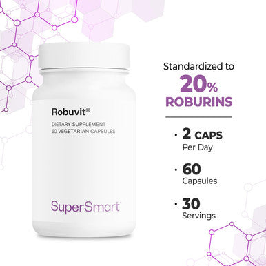 Supersmart Robuvit 200 mg Per Day French Oak Wood Extract for Stress Emotional Wellness Antioxidant Supplement Helps Fight Fatigue NonGMO Gluten Free 60 Vegetarian Capsules