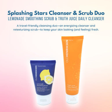 Ole Henriksen Olehenrikse Splashing Stars Cleanser & Scrub Duo:: Lemonade Smoothing Scrub, Truth Juice Daily Cleanser - Travel-Friendly Face Wash Skin Care Cleansing Set - Exfoliating, 1 Ounce