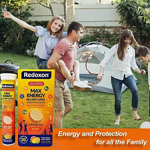 Redoxon Max Energy Helps Support Inmune System Citrus Flavor 20 Effervescent Tablets 2.82 Oz Box