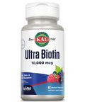 KAL Ultra Biotin 10000mcg Biotin Hair Supplement for Women and Men High Potency Vitamin B7 Healthy Hair Skin and Nails Cellular Energy Support Natural Berry Flavor 60 Micro Tablets