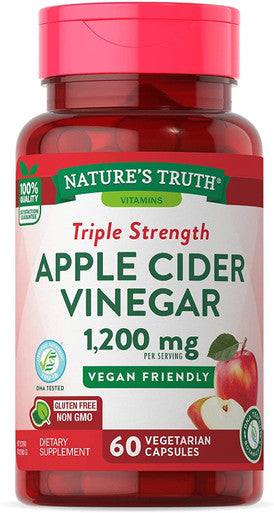 Nature's Truth Apple Cider Vinegar Vegan Capsules | 1200mg | 60 Veggie CapsulesPack of 3