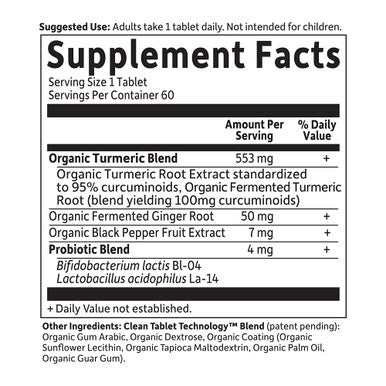 Garden of Life Organics Extra Strength Turmeric Inflammatory Response 60 Tablets-100Mg Curcumin (95% Curcuminoids) Black Pepper Probiotics Organic Non-Gmo Vegan Gluten Free Herbal Supplement