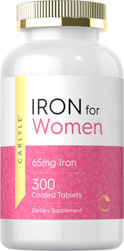 Carlyle Iron for Women 65mg | 300 Coated Tablets | Vegetarian Non-GMO & Gluten Supplement