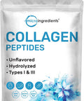 Micro Ingredients Collagen Peptides Powder 1lb | Hydrolyzed Type I & III Bovine Collagen for Women & Men | High Absorption | Unflavored Keto & Paleo Friendly | Easy to Mix Non-GMO