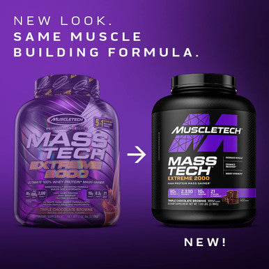 Mass Gainer Protein Powder | MuscleTech Mass-Tech Extreme 2000 | Muscle Builder Whey Protein Powder | Protein + Creatine + Carbs | Max-Protein Weight Gainer for Women & Men | Chocolate, 7 lbs
