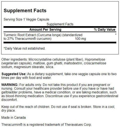 Swanson Theracurmin - Herbal Supplement Supporting Joint Health & Mobility - Formulated for High Absorption - (30 Capsules 100mg Each) 4 Pack