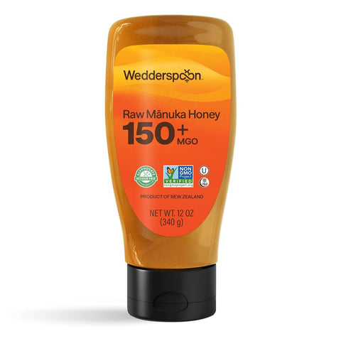 Wedderspoon Raw Manuka Honey 150+ MGO, 17.6 Oz, Unpasteurized New Zealand Honey, Non-GMO, BPA-Free Jar, Superfood & Natural Wellness Support