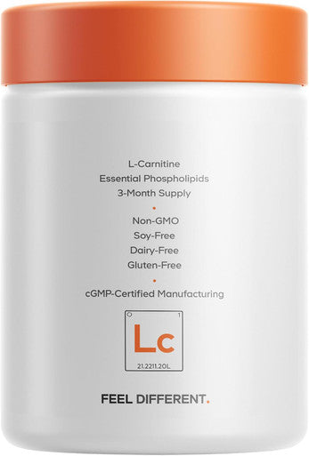 Codeage Liposomal L Carnitine+ Supplement 500 mg LCarnitine L-Tartrate per Serving - -Form Amino Acid Carnitine Liposomal Delivery Vegan Non GMO Gluten 90 Capsules