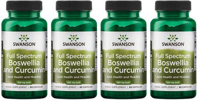 Swanson Full Spectrum Boswellia & Curcumin Natural Wellness Formula - (60 Capsules) (4 Pack)