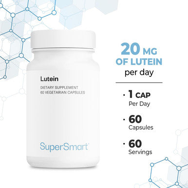 Supersmart Lutein 20 mg Per Day Marigold Extract Standardized to 25 Eye Care Supplement 100 Natural NonGMO Gluten Free 60 Vegetarian Capsules