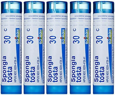 Boiron Spongia Tosta 30C (Pack Of 5) Homeopathic Medicine For Croupy Cough