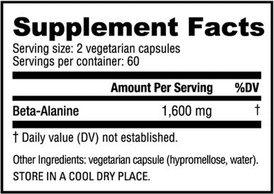 Nutrabio Beta-Alanine Supplement 800mg - Gluten- Pre-Workout Supplement to Buffer Lactic Acid Muscle Fatigue and Soreness 120 Capsules