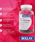 Bioglan Collagen Gummies | 1000mg | Hydrolysed Marine Collagen | Biotin | Selenium & Vitamin C | Strawberry Flavoured | 60 Gummies