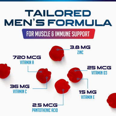 Men Multi Vitamin Gummy - Multi-Vitamin For Men Daily Nutritional Support With Vitamins A, C, D, E, B12, Zinc, Folate, Biotin & More - Focus, Energy, Memory & Immune Health Support - 60 Gummies