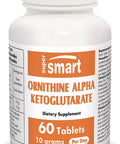Supersmart Ornithine Alpha Ketoglutarate OKG 10 g Per Day Amino Acids May Improve Muscle Mass NonGMO 60 Tablets