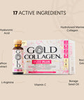 GOLD COLLAGEN New Pure Plus - Collagen Supplements for Women & Men Biotin Hair Growth Skin Nail Hormonal Balance Immune System Booster 8g Marine Collagen Vitamin C Hyaluronic Acid 1 Pack 10x50ml