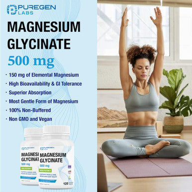 Magnesium Glycinate 500Mg [High Potency] 120 Veggie Caps, Chelated For Superior Absorption, Non-Gmo, No Gluten And Dairy, Supports Muscle, Joint, And Heart Health