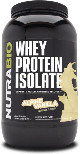 Nutrabio Whey Protein Isolate Supplement 25g of Protein Per Scoop with Complete Amino Acid Profile - Soy and Gluten Protein Powder - Zero Fillers and Non-GMO - Alpine Vanilla - 2 Lbs