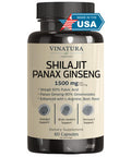 Vinatura Shilajit Pure Himalayan Capsules 1500Mg Supplement