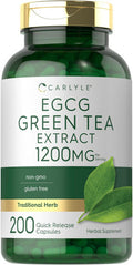 Carlyle EGCG Green Tea Extract Supplement | 1200mg | 200 Capsules | Non-GMO and Gluten