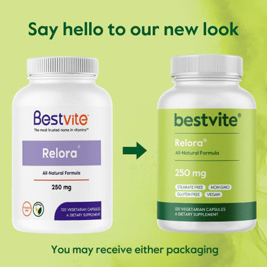 Bestvite Relora 250mg (120 Vegetarian Capsules) - Clinically Researched -No Fillers - No Stearates - No Flow Agents - Vegan - Non GMO - Gluten
