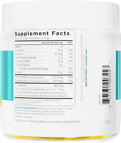 Relaxium Relaxium Calm Gummy Developed in The U.S.A. with Vitamin B6 Magnesium and L-Theanine One Gummy per Serving 60 Gummies