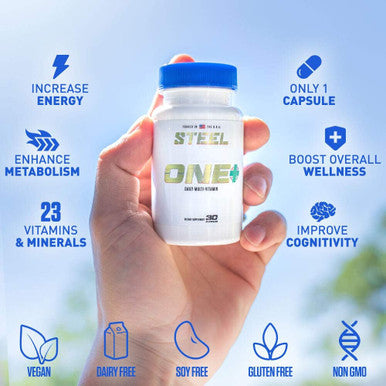 Steel Supplements One+ Once Daily Multivitamin For Men And Women Mineral Supplement For Immunity And Vitality Vitamins A B C D E, Biotin, Spectra, Zinc, Magnesium 30 Day Supply