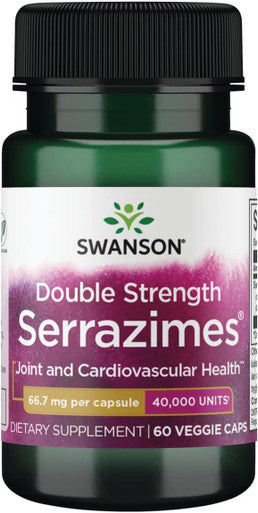 Swanson Optimum Potency Serrazimes 40000 Units 40000 Units 60 Veg Capsules Enzyme