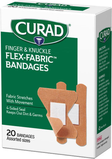 Curad Flex-Fabric Fingertip Knuckle Bandages 20 Count (Pack of 6)