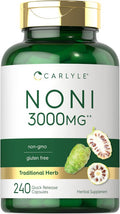 Carlyle Noni Fruit Capsules 3000mg | 240 Count | Non-GMO Gluten | Traditional Herb Supplement