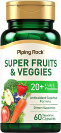 Piping Rock Fruits And Veggies Supplement | 60 Capsules | Superfood Fruit And Vegetables Vitamins | With Prebiotic Blend | Vegetarian Formula | Non-Gmo Gluten Free