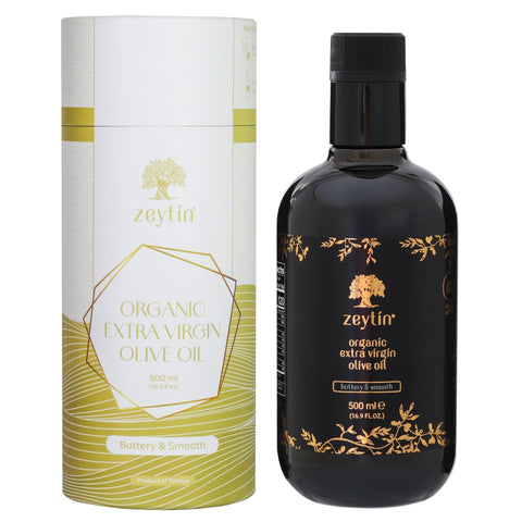 Zeytin Organic Olive Oil Extra Virgin - GOLD MEDAL & Early Harvest - Fresh 2024 Harvest, Bottled in Jan 2025 - New Luxury Packaging - Keto & Cold Pressed - Buttery & Smooth (16.9fl oz - 1 Pack)