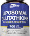 NutriFlair Liposomal Glutathione Setria 700mg - Pure Reduced, Stable, Active Form L Glutathione reductase (GSH), Enhanced Absorption - Non GMO Antioxidant, Detox, Cardiovascular, Brain, Immune Health