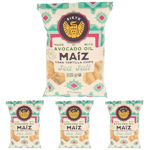 Siete Family Foods Chips Tortilla Corn Sea Salt Maiz Yellow White 7.5 Ounce