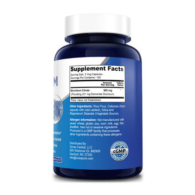 Strontium 680 mg 200 Vegetarian Caps (Non-GMO & )