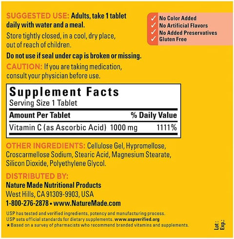Nature Made Extra Strength Vitamin C 1000Mg 365 Tablets Dietary Supplement For Immune And Hydration Support Plus 2 Sugar White Peach Hydration Sticks