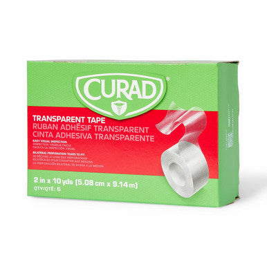 Curad CUARD Tear-to-Fit Clear Plastic Tape 2 Inch x 10 Yards per Roll Box of 8