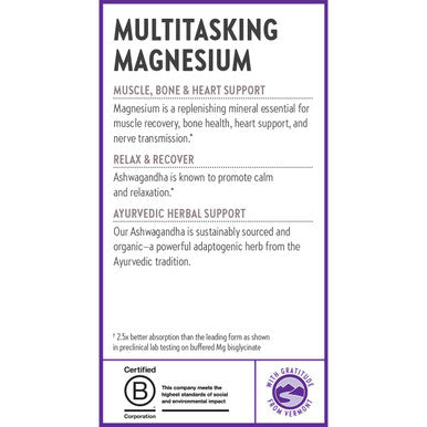 New Chapter Magnesium + Ashwagandha Supplement 325 mg with Magnesium Glycinate 2.5x Absorption Muscle Recovery Heart & Bone Health Calm & Relaxation Gluten Free Non-GMO - 90 ct