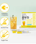 Teazen Lemon Kombucha Tea Hydration Drink Mix Sugar Live Probiotics & Prebiotics 30 Sticks 5.29oz