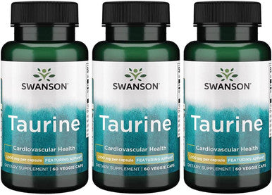 Swanson AjiPure Amino Acid Taurine 1000 Milligrams 60 Veg Capsules (3 Pack)