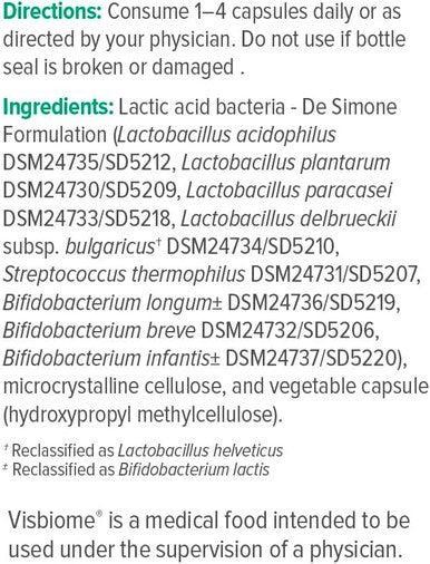 Visbiome - High Potency Probiotics 112.5 Billion CFU Live Bacteria 60 Capsules