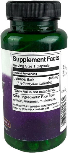 Swanson Catuaba Bark - Supports Endurance & Stamina for Men & Women - Herbal Supplement Promoting Natural Health & Wellness - (60 Capsules 465mg Each)