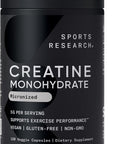 Sports Research Creatine Monohydrate Capsules May Support Workout Recovery Lean Muscle gain Performance and Strength Non GMO Vegan Certified 5g per Servings 30 Servings