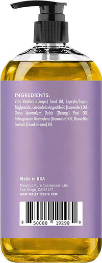 MAJESTIC PURE Lavender Massage Oil for Men and Women - Great for Calming, Soothing and to Relax - Blend of Natural Oils for Therapeutic Massaging and Aromatherapy - 8 fl oz.