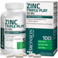 Bronson Vitamin C 1000 mg Premium Non-GMO Ascorbic + Bronson Zinc Triple Play 30 mg Triple Coverage Immune Support Zinc Supplement