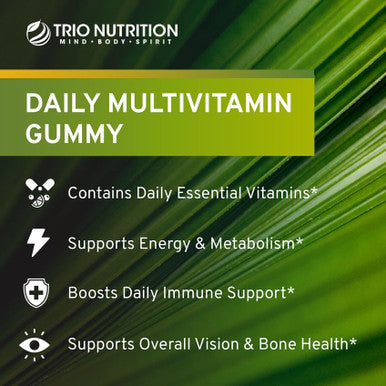 Trio Nutrition Premium Daily Balance Multivitamin Gummies For Men & Women Essential Vitamins & Minerals For Immune Boost & Energy Support No Major Food Allergens & Gluten No High Fructose