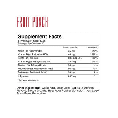 TransformHQ Hydration 42 Servings Fruit Punch Electrolytes Mental Clarity Vitamins