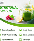 Dr. Berg's (Veggie Solution) Organic Super Greens Powder w/ Spirulina - Raw Green Powder Superfood - Vegetable Powder Supplement with Vitamins, Minerals, Enzymes, and Phytonutrients - 110 Servings