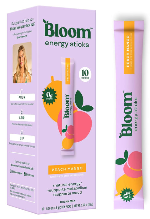 Bloom Nutrition Energy Drink Powder Packets, Sugar Free Energy Drink Mix with L-Theanine, B Vitamins & Natural Caffeine, On the Go Powder Sticks for Natural Energy, 10 Calories (10 Pouches (Pack of 1), Strawberry Watermelon)